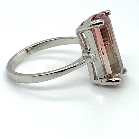 Bi Color Tourmaline 3.22ct Solid 14K White Gold Ring - Picture 5 of 7